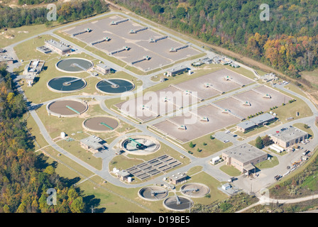 Luftaufnahme der Wasseraufbereitungsanlage Stockfoto