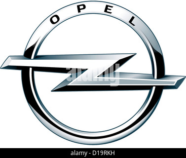 Logo des deutschen Automobilherstellers Opel mit Sitz in Rüsselsheim - Adam Opel AG. Stockfoto