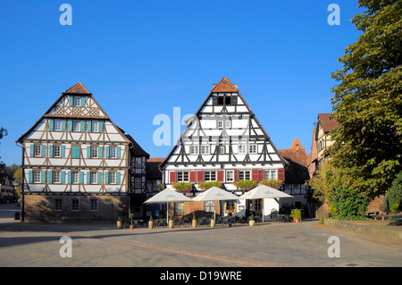 in Maulbronn, Kloster Katze Kloster, Fachwerkbauten, Im Kloster Maulbronn, Klosterkatze, Klosterhof, Fachwerk Stockfoto