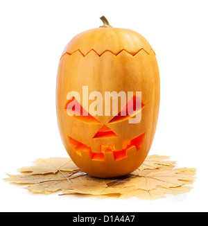 emotionale Halloween-Kürbis isoliert auf weißem Hintergrund Stockfoto