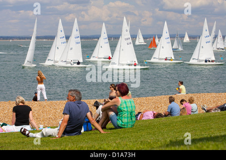 Die grünen, Yachten, Segeln, Cowes Week, Cowes, Isle Of Wight, England, UK Stockfoto