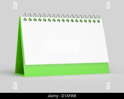 3D Render des leeren Kalender auf grauem Hintergrund Stockfoto