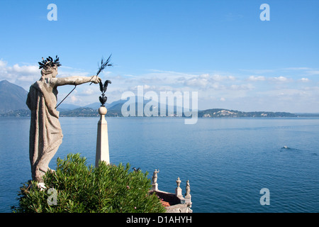 Blick auf den Lago Maggiore vom Palast der Isola Bella, Italien Stockfoto