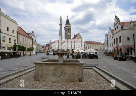 Marktplatz, Slavonice (Zlabings Deutsch) südwestlich von Mähren, Tschechien. Slavonice liegt an der Grenze zu Österreich Stockfoto