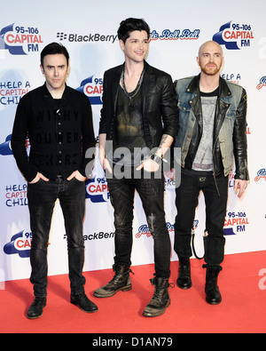 Das Skript nimmt die 95-106 Capital FM Jingle Bell Ball am 12.08.2012 in der O2 Arena, London. Personen im Bild: Danny O'Donoghue, Mark Sheehan, Glen Power. Bild von Julie Edwards Stockfoto