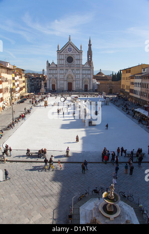 Italien, Toskana, Florenz, Piazza Santa Croce und Kirche. Stockfoto