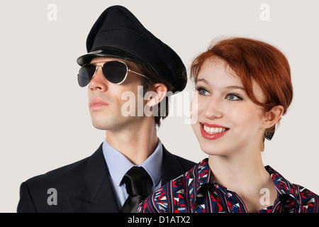 Porträt glücklich weiblichen Flugbegleiter pilot Stockfoto