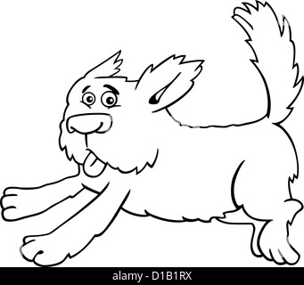 Cartoon Illustration lustig laufen Shaggy Dog für Malbuch oder Malvorlagen Stockfoto