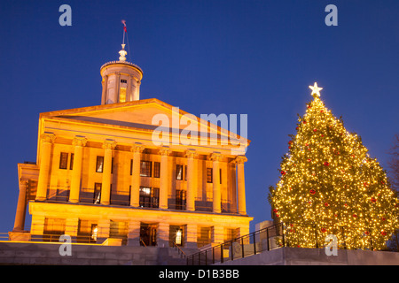 Weihnachtsbaum am Tennessee Capitol Nashville, Tennessee USA Stockfoto