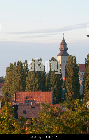 Blick auf Kirche und Dächer in Visby auf der Insel Gotland in Schweden Stockfoto