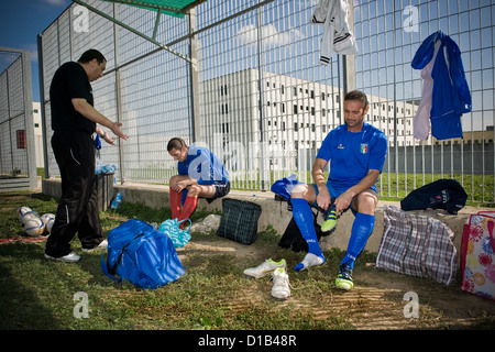 Bollate Gefängnis, Training der Fußball-Nationalmannschaft Stockfoto