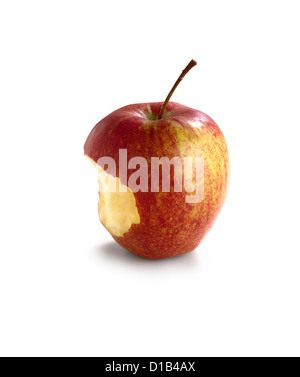 Roten angebissene Apfel, isoliert auf weiss Stockfoto