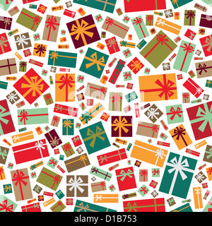 Bunte Geschenkpakete als nahtlose Hintergrund Stockfoto