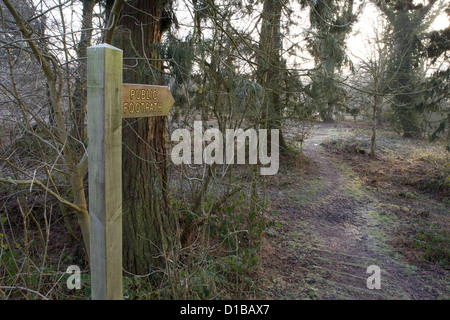 Öffentlichen Fußweg in Solihull Parks, Brueton und Malvern während kalten Winterwetter in frost Stockfoto