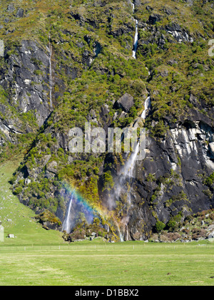 Anzeigen von wishbone fällt, Harris Berge, entlang der matukituki River, in der Nähe von Mt Aspiring Nationalpark und Wanaka, Neuseeland Stockfoto