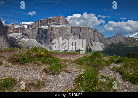 Sellastock vom Sellajoch, Dolomiten, Italien Stockfoto