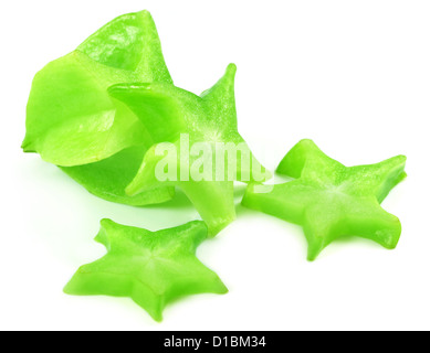 Karambolen oder Star Obst auf weißem Hintergrund Stockfoto