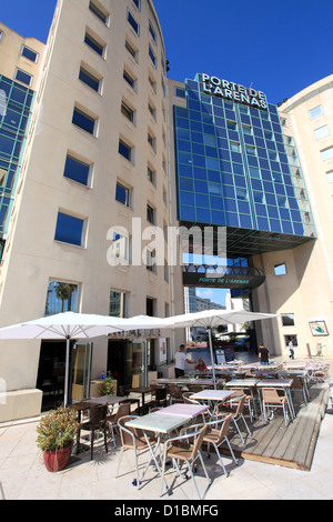 Malerische Architektur des Business-Centers Arenas in Nizza Stadt Stockfoto