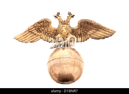 Double Eagle - Wappen Russlands auf dem alten Denkmal in Helsinki, Finnland Stockfoto