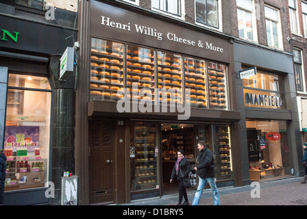 Henri Willig Cheese & mehr Geschäft, Nieuwezijds Voorburgwal, Amsterdam Stockfoto