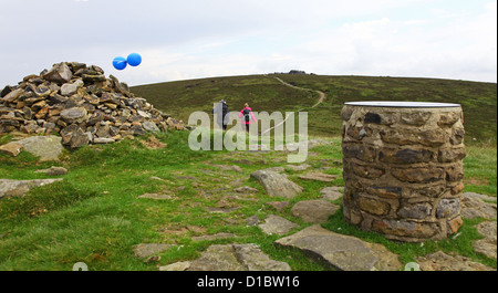 Orientierungstafel auf verloren Lad Derwent Rand Böschung über dem oberen Derwent Valley Derbyshire Dark Peak District National Park Stockfoto