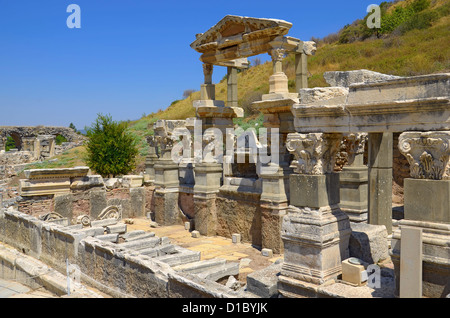 Brunnen von Trajan in Ephesus. Turkei. Stockfoto