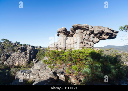 Landschaft in Australien, Victoria, Grampians National Park. Bereich "Wunderland" in der Nähe von The Pinnacles. Stockfoto