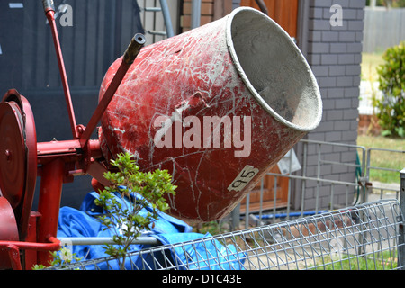 roten Betonmischer Stockfoto