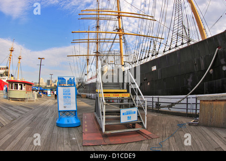 Der historische Peking-Schoner im South Street Seaport Historic District im unteren Manhattan New York City Stockfoto