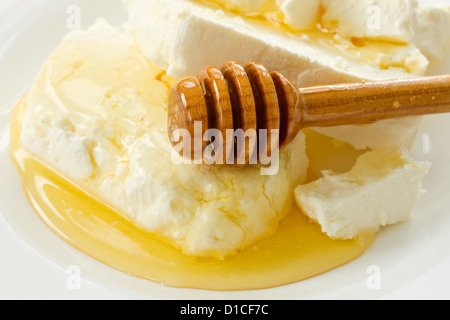 Milch-Quark mit Honig Stockfoto