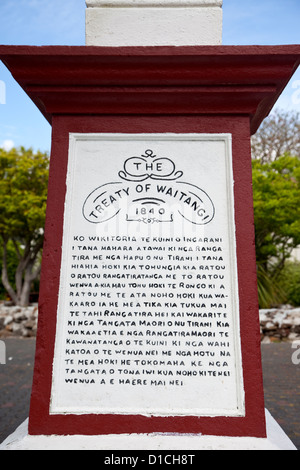 Denkmal für die Unterzeichnung des Vertrags von Waitangi 1840, Gedenken an die britischen Herrschaft über Neuseeland gegründet.  Paihia NZ Stockfoto