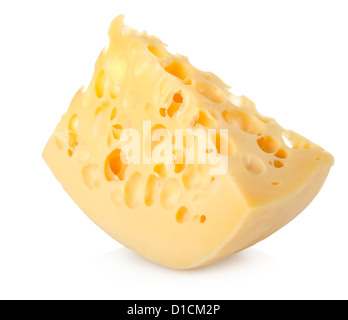 Schweizer Käse auf einem weißen Hintergrund isoliert Stockfoto