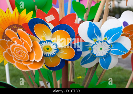 Spielzeug-Windmühlen Stockfoto