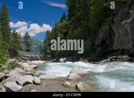 Krimmler Ache Fluss Spitze der Krimmler Wasserfälle Stockfoto