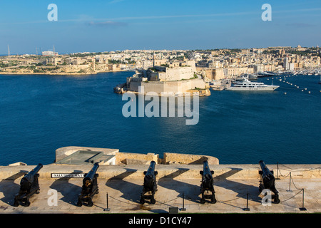 Fort St. Angelo, Blick von der Upper Barrakka Gardens, Valletta, Malta, Europa Stockfoto