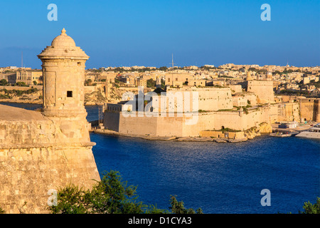 Malta, Valletta, Vittoriosa, Birgu, Fort St. Angelo und waterfront Stockfoto