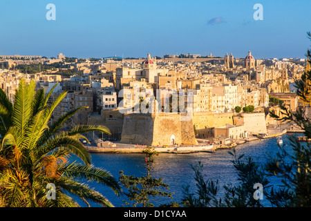 Malta, Senglea Blick von Valletta Stockfoto