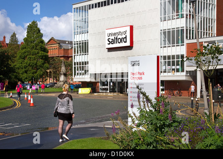 Peel Park Campus (Hauptcampus), (Maxwell Bau - Zentrum), University of Salford, Salford, Greater Manchester, England, UK Stockfoto