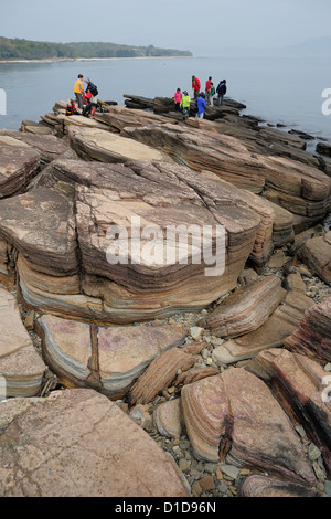 HONG KONG, CHINA - 2. Februar 2011: Geologische Besonderheit des Tung Ping Chau am 2. Februar 2011 auf Tung Ping Chau, Hong Kong. Stockfoto