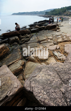 HONG KONG, CHINA - 2. Februar 2011: Geologische Besonderheit des Tung Ping Chau am 2. Februar 2011 auf Tung Ping Chau, Hong Kong. Stockfoto