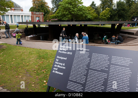 Die Serpentine Gallery Pavillon 2012 designed by Herzog & de Meuron und Ai Weiwei Stockfoto