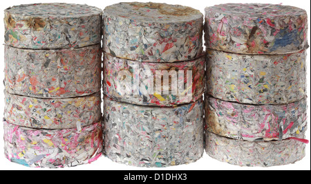 Stapel von komprimiertem Papier Log Briketts Ausschnitt Stockfoto