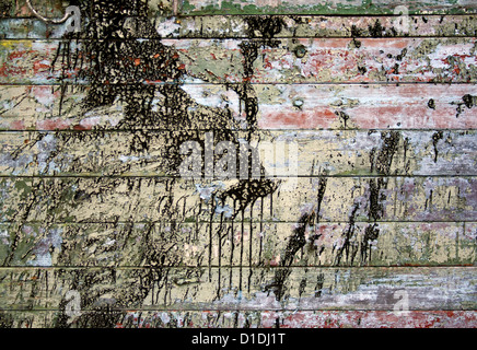 Vintage Holz geknackt bemalten Wand Hintergrund Stockfoto