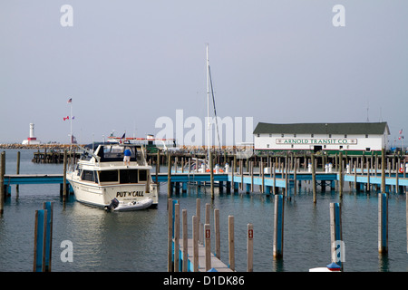 Am Seeufer historischen Gebäuden auf Mackinac Insel im Lake Huron, Michigan, USA. Stockfoto