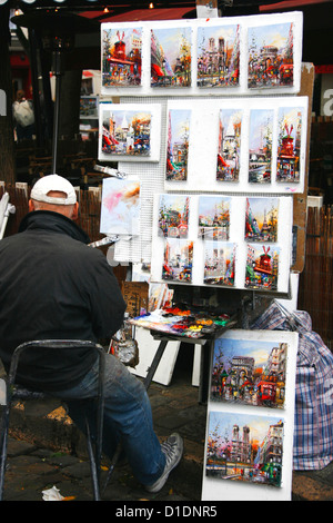 Streetart-Künstler arbeiten Place du Tertre Montmartre Paris Frankreich Europa Stockfoto