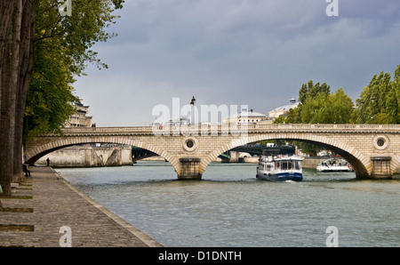 Bateau Mouche Riverboat am Fluss Seine Paris Frankreich Europa Stockfoto