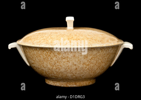 Seltene Art Deco (1937) Poole Pottery "Cloudy Amber" Gemüse Terrine Stockfoto