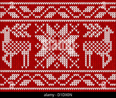 Skandinavische Weihnachten Vektor Hintergrund mit Stickerei "Hirsche" Stockfoto