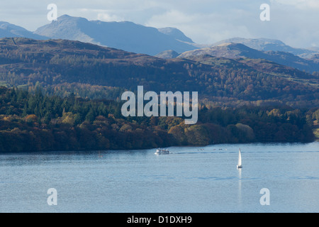 Der MV-Schwan, ursprünglich Dampf, Passagier-Fähre am Lake Windermere Stockfoto