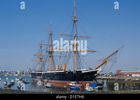 HMS Warrior, gebaut für die Royal Navy im Jahre 1860, historischen Docks Portsmouth, Portsmouth, Hampshire, England Stockfoto